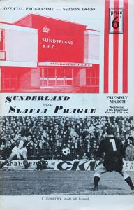 Zápasový bulletin Sunderland-Slavia Praha (11.12.1968)