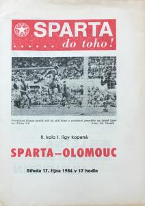 Zápasový bulletin Sparta Praha-Olomouc (17.10.1984)