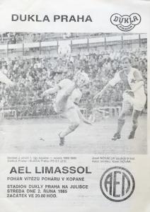 Zápasový bulletin Bohemians Praha-AEL Limassol (2.10.1985)
