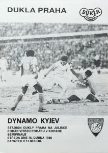 Zápasový bulletin Bohemians Praha-Dynamo Kyjev (16.4.1986)