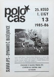Zápasový bulletin Slavia Praha-České Budějovice (22.5.1986)