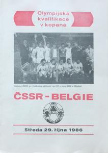 Zápasový bulletin Československo-Belgie (29.10.1986)