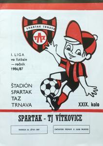 Zápasový bulletin Trnava-Vítkovice (14.6.1987)