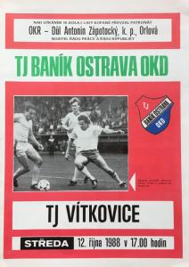 Zápasový bulletin Baník Ostrava-Vítkovice (12.10.1988)