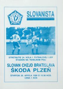 Zápasový bulletin Slovan Bratislava-Plzeň (20.4.1989)