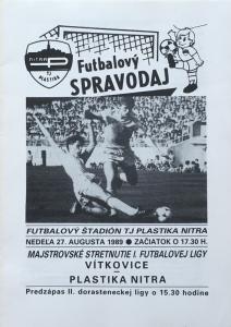 Zápasový bulletin Nitra-Vítkovice (27.8.1989)