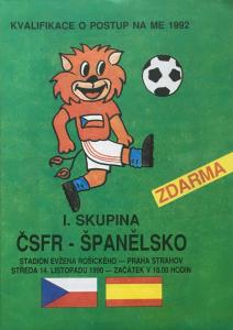 Zápasový bulletin ČSFR-Španělsko (14.11.1990)