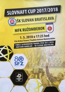 Zápasový bulletin Slovan Bratislava-Ružomberok (1.5.2018)