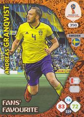 Granqvist Andreas 2018 Panini Adrenalyn XL World Cup Fans Favourite #398
