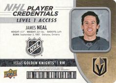 Neal James 18-19 Upper Deck MVP NHL Player Credentials Level 1 Access #NHL-JN